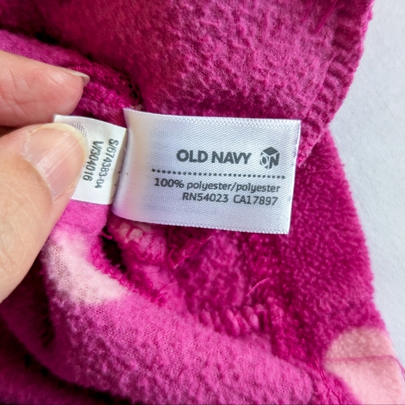 4/$15 Old Navy 18-24 months fleece quarter zip pullover pink polkadot sweater - Picture 5 of 6